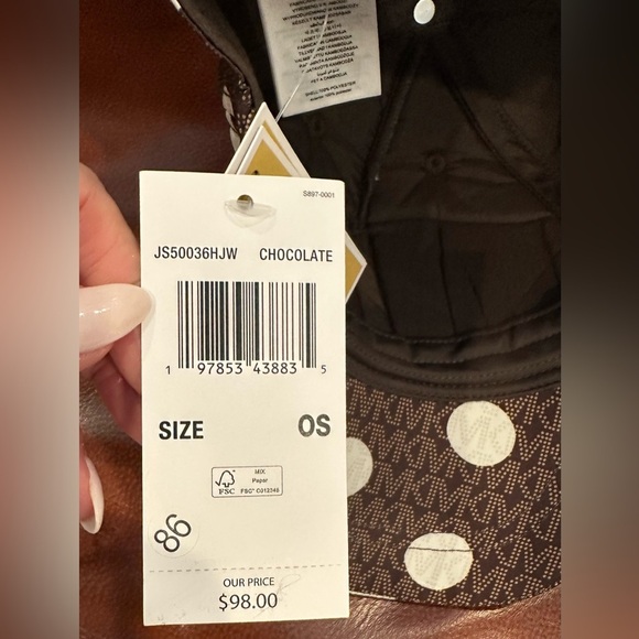 Michael Kors Baseball Cap in Signature Fabric w/White Dots Water Resistant NWT - Picture 3 of 3